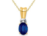 2/3 Carat (ctw) Natural Blue Sapphire Pendant Necklace in 14K Yellow Gold with Chain